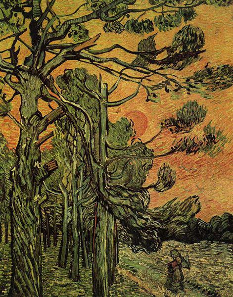 Vincent Van Gogh Palm Trees against a Red Sky with Setting Sun Germany oil painting art